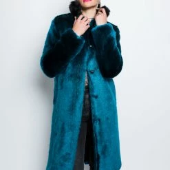 SpiritHoods LLC Royal Wolf Luxe Calf Length Faux Fur Coat | Women's NIGHT TIME STYLE
