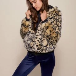 SpiritHoods LLC Ocelot Luxe Classic Faux Fur Bomber Jacket | Women's