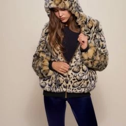 SpiritHoods LLC Ocelot Luxe Classic Faux Fur Bomber Jacket | Women's