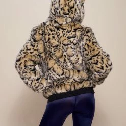 SpiritHoods LLC Ocelot Luxe Classic Faux Fur Bomber Jacket | Women's