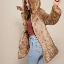 SpiritHoods African Golden Cat Luxe Classic Faux Fur Coat | Women's NIGHT TIME STYLE