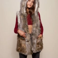 SpiritHoods LLC Alaskan Hawk Hooded Faux Fur Vest | Women's DAY TIME STYLE