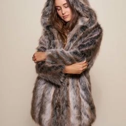 SpiritHoods Sales Shop 4 SpiritHoods LLC Grey Wolf Hooded Faux Fur Coat | Women's FESTIVAL