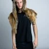 SpiritHoods LLC Red Wolf Faux Fur Shawl | Men's DAY TIME STYLE