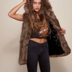 SpiritHoods LLC DAY TIME STYLE Nighthawk Hooded Faux Fur Vest | Women's