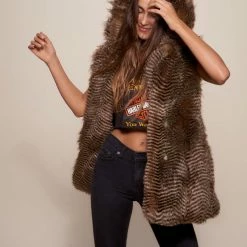 SpiritHoods LLC DAY TIME STYLE Nighthawk Hooded Faux Fur Vest | Women's