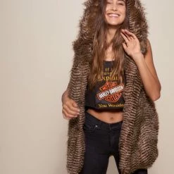 SpiritHoods LLC DAY TIME STYLE Nighthawk Hooded Faux Fur Vest | Women's
