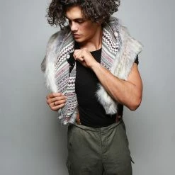 SpiritHoods LLC DAY TIME STYLE Timber Wolf Collector Faux Fur Shawl | Men's 13 SpiritHoods LLC DAY TIME STYLE Timber Wolf Collector Faux Fur Shawl | Men's