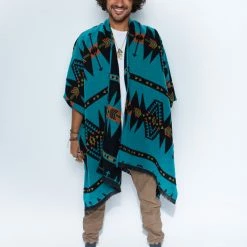 SpiritHoods LLC MENS Grey Wolf Fabric Poncho | Men's