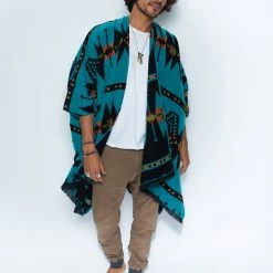 SpiritHoods LLC MENS Grey Wolf Fabric Poncho | Men's