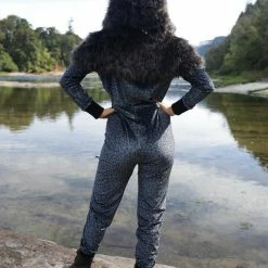 SpiritHoods LLC FESTIVAL Black Panther Velvet Classic Faux Fur Animal Onesie | Women's