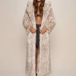 SpiritHoods LLC Baby Snow Leopard Classic Long Faux Fur Coat | Women's BACK-IN-STOCK