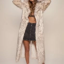SpiritHoods LLC Baby Snow Leopard Classic Long Faux Fur Coat | Women's BACK-IN-STOCK