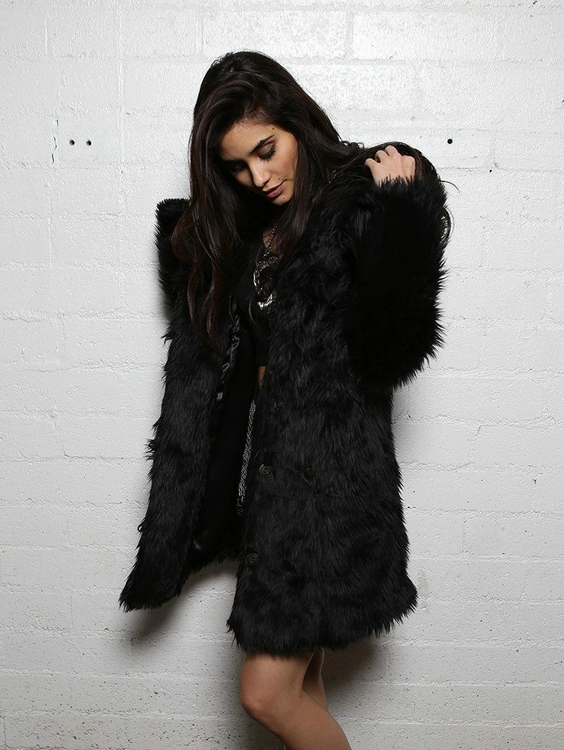 SpiritHoods LLC Black Wolf Classic Faux Fur Coat | Women's FESTIVAL 7 SpiritHoods LLC Black Wolf Classic Faux Fur Coat | Women's FESTIVAL