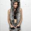 SpiritHoods LLC Grey Wolf Faux Fur Hood | Women's FESTIVAL