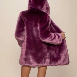 SpiritHoods LLC COLORFUL PARTY ANIMALS Lavender Wolf Luxe Classic Faux Fur Coat | Women's