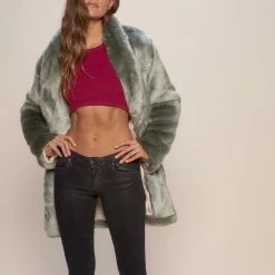 SpiritHoods LLC Hummingbird Luxe Collared Faux Fur Coat | Women's