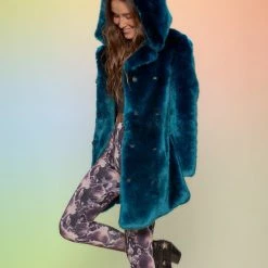 SpiritHoods LLC Royal Wolf Luxe Classic Faux Fur Coat | Women's NIGHT TIME STYLE