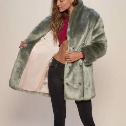 SpiritHoods LLC Hummingbird Luxe Collared Faux Fur Coat | Women's