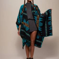 SpiritHoods LLC Grey Wolf Fabric Poncho | Women's