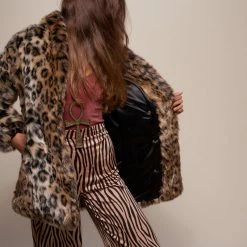 SpiritHoods LLC Leopard Collared Faux Fur Coat | Women's NIGHT TIME STYLE
