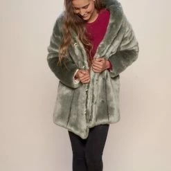 SpiritHoods LLC Hummingbird Luxe Collared Faux Fur Coat | Women's