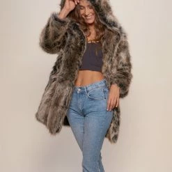 SpiritHoods LLC FESTIVAL SALE *Almost Purfect* Hooded Grey Wolf Faux Fur Coat
