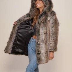SpiritHoods LLC *Almost Purfect* Classic Grey Wolf Faux Fur Coat