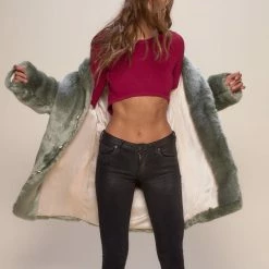 SpiritHoods LLC Hummingbird Luxe Collared Faux Fur Coat | Women's