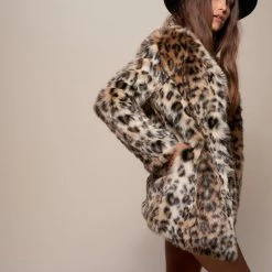 SpiritHoods Sales Shop 48 SpiritHoods Leopard V-Neck Faux Fur Coat | Women's FESTIVAL SALE