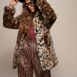 SpiritHoods LLC Leopard Collared Faux Fur Coat | Women's NIGHT TIME STYLE
