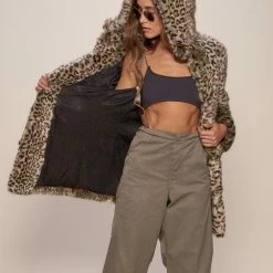SpiritHoods LLC Forest Leopard Luxe Classic Faux Fur Coat | Women's
