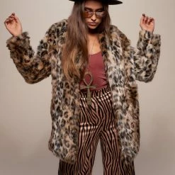 SpiritHoods LLC Leopard Collared Faux Fur Coat | Women's NIGHT TIME STYLE