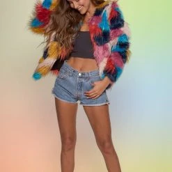 SpiritHoods LLC Butterfly Faux Fur Bomber Jacket | Women's