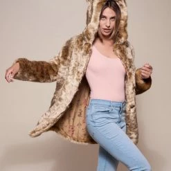 SpiritHoods African Golden Cat Luxe Classic Faux Fur Coat | Women's NIGHT TIME STYLE