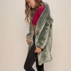 SpiritHoods LLC Hummingbird Luxe Collared Faux Fur Coat | Women's