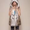 SpiritHoods LLC Alaskan Hawk Hooded Faux Fur Vest | Women's DAY TIME STYLE