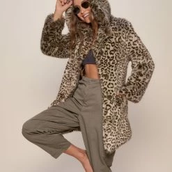 SpiritHoods LLC Forest Leopard Luxe Classic Faux Fur Coat | Women's