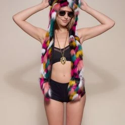 SpiritHoods LLC Rainbow Leopard Collector Edition Faux Fur Hood | Women's VIBRANT COLORS 11 SpiritHoods LLC Rainbow Leopard Collector Edition Faux Fur Hood | Women's VIBRANT COLORS