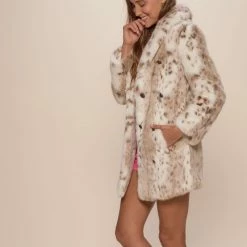 SpiritHoods LLC Siberian Snow Leopard Collared Faux Fur Coat | Women's FESTIVAL