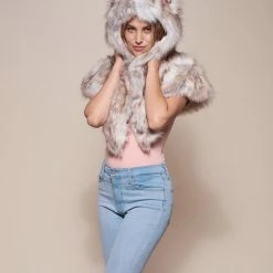 SpiritHoods LLC DAY TIME STYLE Timber Wolf Collector Faux Fur Shawl | Women's