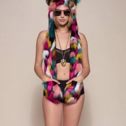 SpiritHoods LLC Rainbow Leopard Collector Edition Faux Fur Hood | Women's VIBRANT COLORS 13 SpiritHoods LLC Rainbow Leopard Collector Edition Faux Fur Hood | Women's VIBRANT COLORS