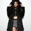 SpiritHoods LLC Black Wolf Classic Faux Fur Coat | Women's FESTIVAL