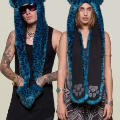 SpiritHoods LLC FESTIVAL SALE *Almost Purfect* Ice Leopard Luxe Faux Fur Hood
