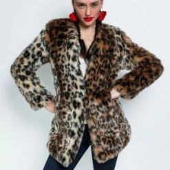 SpiritHoods Leopard V-Neck Faux Fur Coat | Women's FESTIVAL SALE