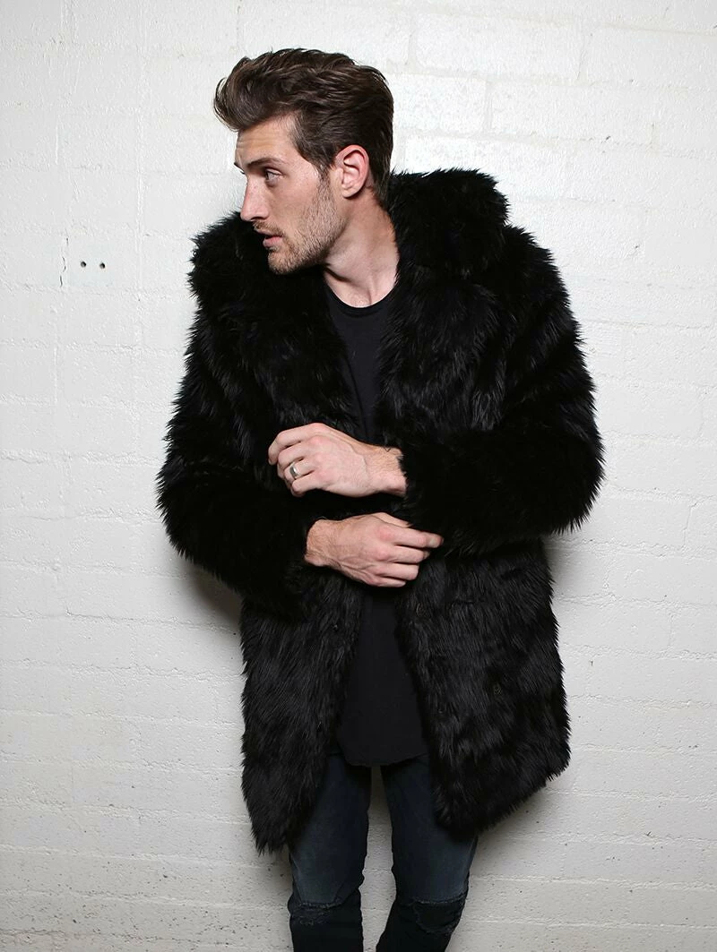 SpiritHoods LLC Black Wolf Classic Faux Fur Coat | Men's FESTIVAL 6 SpiritHoods LLC Black Wolf Classic Faux Fur Coat | Men's FESTIVAL