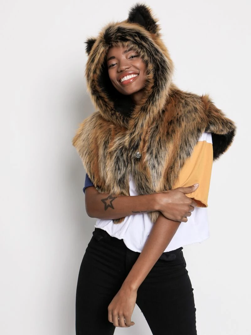 SpiritHoods LLC DAY TIME STYLE Red Wolf Faux Fur Shawl 8 SpiritHoods LLC DAY TIME STYLE Red Wolf Faux Fur Shawl