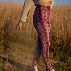 SpiritHoods LLC DAY TIME STYLE Pink Python High-Waisted Velvet Leggings | Women's
