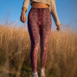 SpiritHoods LLC DAY TIME STYLE Pink Python High-Waisted Velvet Leggings | Women's