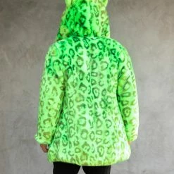 SpiritHoods LLC Neon Green Leopard Luxe Classic Faux Fur Coat | Men's 13 SpiritHoods LLC Neon Green Leopard Luxe Classic Faux Fur Coat | Men's
